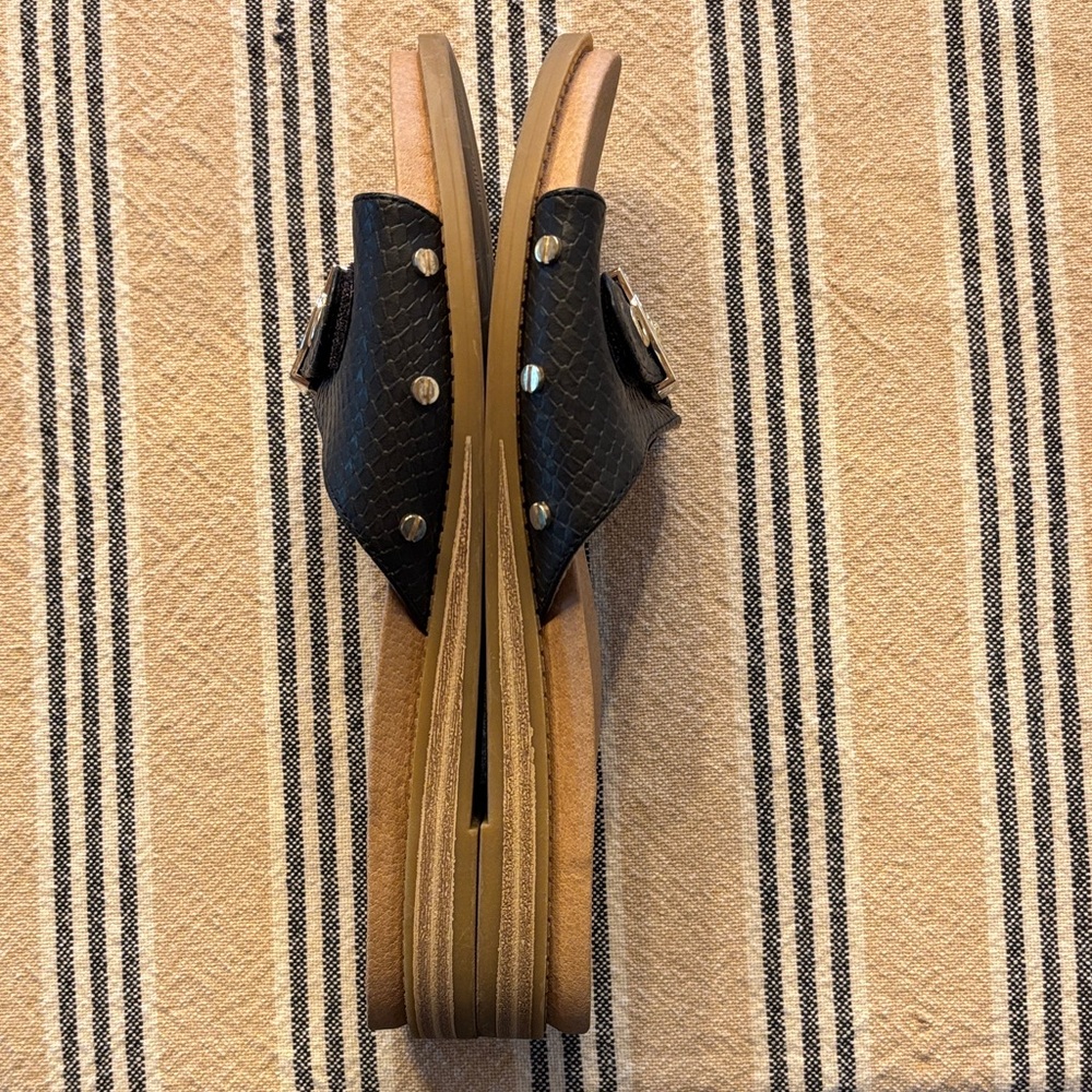 Dr. Scholl's Black Slide Sandals with Buckle - Picture 4 of 4